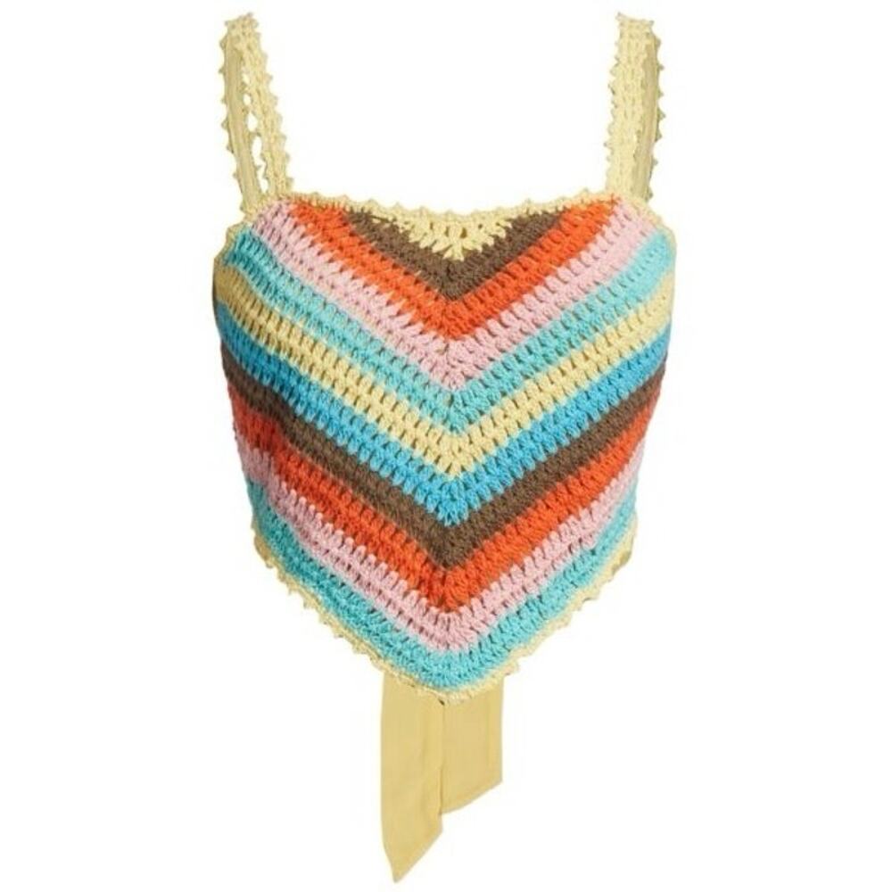 SAYLOR crochet Ronnie SET tank top and skirt chevron knit multicolored L large - Picture 7 of 14
